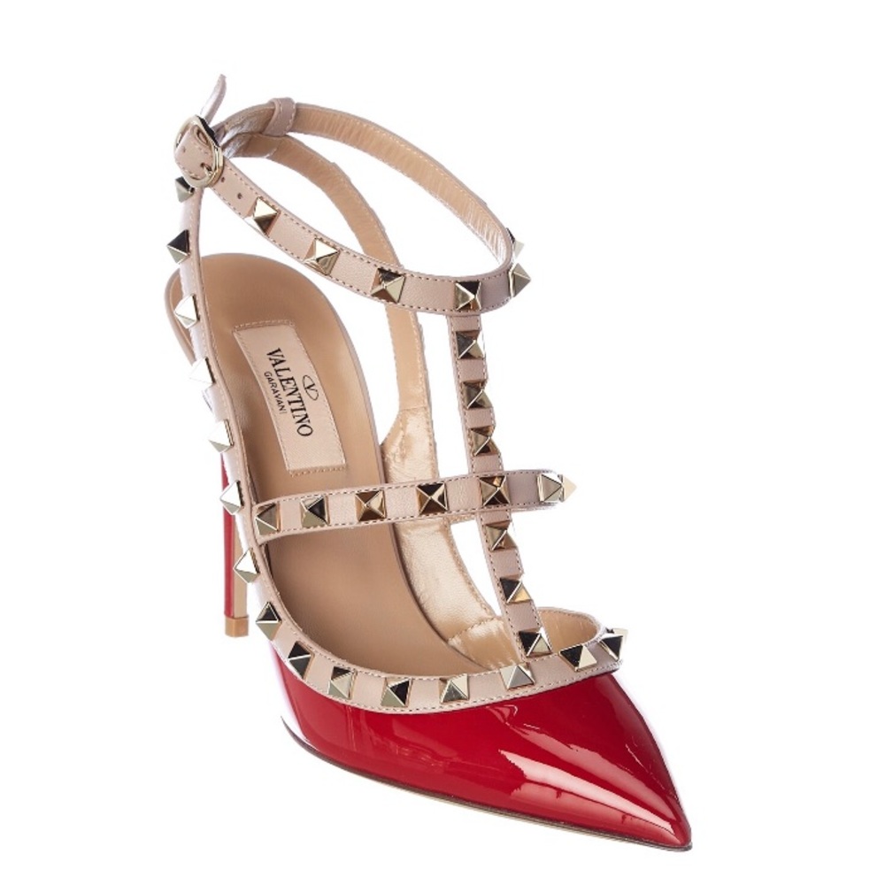 Valentino Rockstud Patent Cage Pumps 38.5